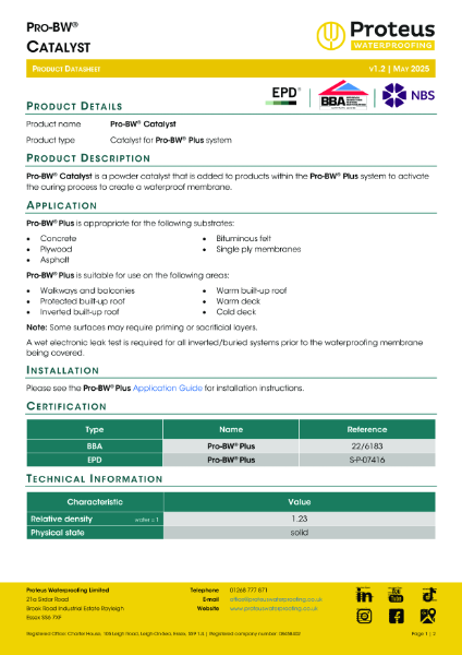 Product Data Sheet - Pro-BW® Catalyst