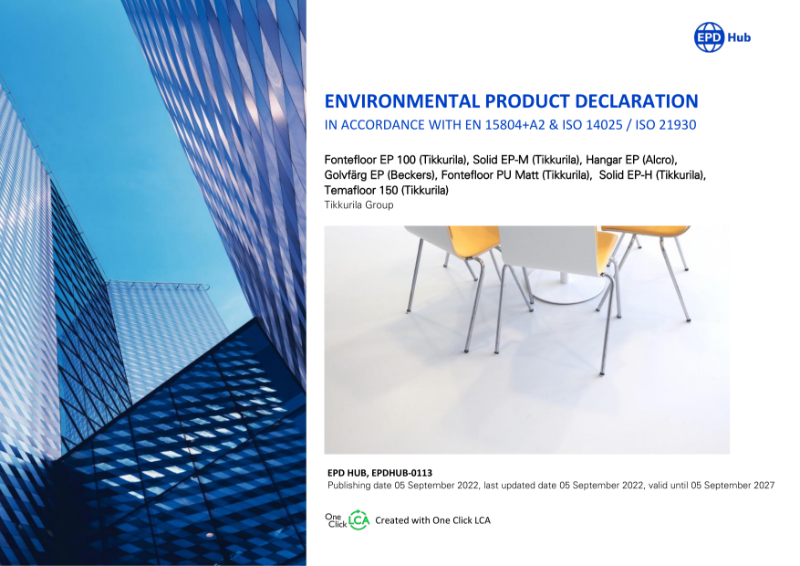 Environmental Product  Declaration (EPD) Tikkurila Temafloor 150