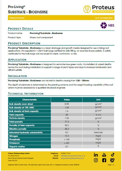 Product Data Sheet - Pro-Living® Biodiverse Substrate