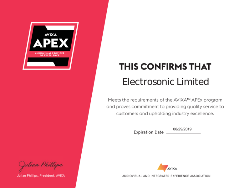 AVIXA APEX Audiovisual Provider of Excellence