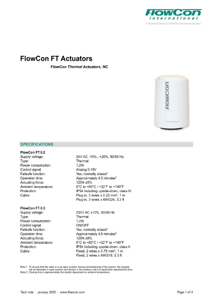FlowCon FT Thermal Actuators