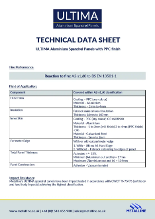 ULTIMA Aluminium Spandrel Panels with PPC finish Datasheet