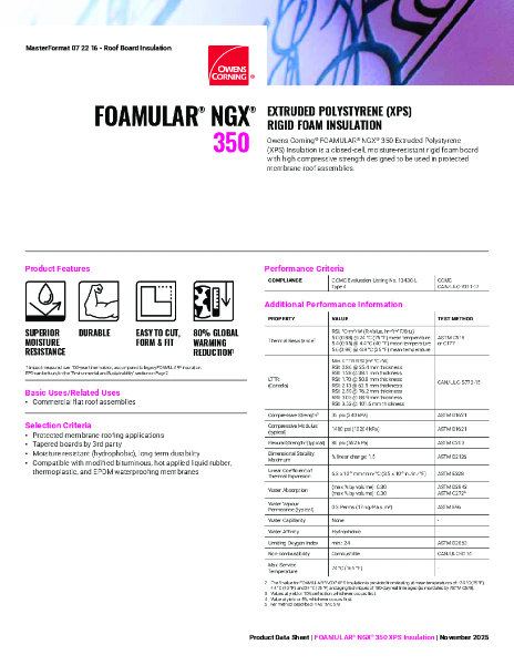Foamular XPS 350 Insulation Data Sheet