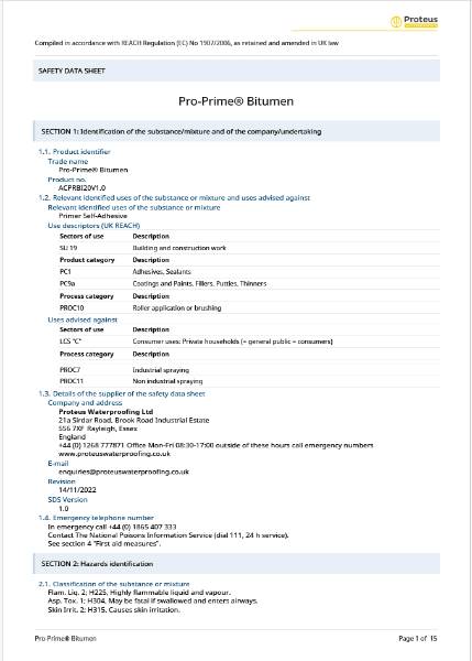 Safety Data Sheet - Pro-Prime® Bitumen