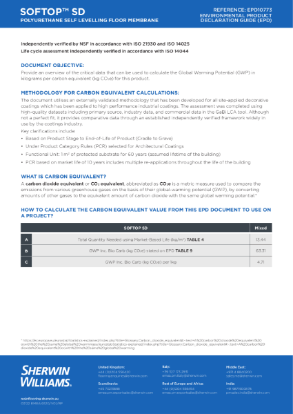 SofTop SD EPD Certificate