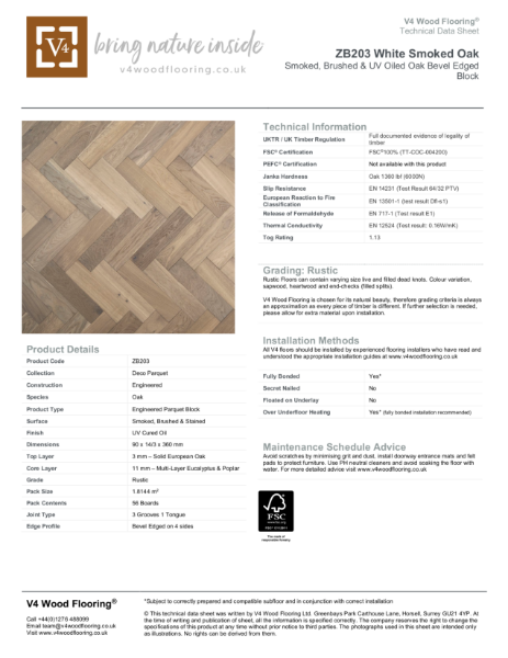 ZB203 White Smoked Oak I Technical Datasheet