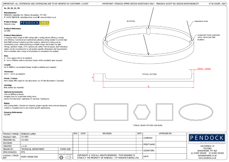 Pendock Linea - Building Linings - Ceiling Rafts & Linings GRG