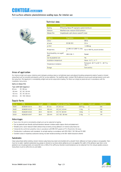 Contega Solido SL-Technical Datasheet