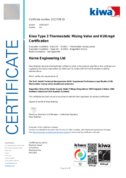 Performance & Materials compliance (H15, TSV1-3, TSV-TFC)