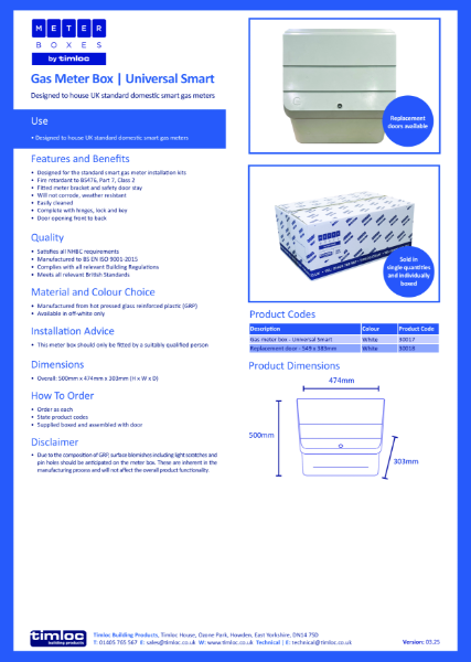 Universal Smart Gas Meter Box Datasheet