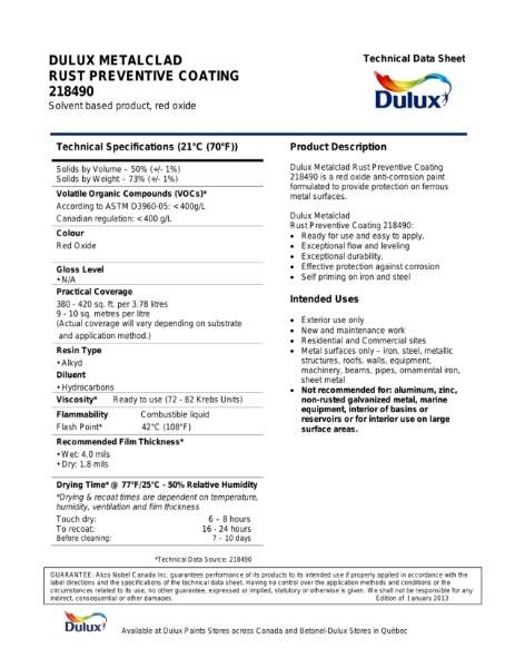 Dulux Metalclad Rust Preventive Coating 218490
