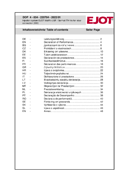 DoP ETA-22-0704 Multifix Usf For Rebar Connections