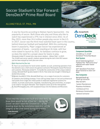Soccer Stadium’s Star Forward: DensDeck® Prime Roof Board