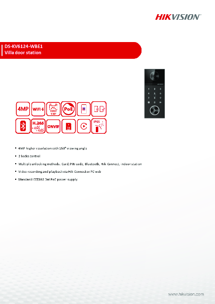 DS-KV6124-WBE1 Villa Door Station - Product Data Sheet