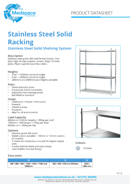 Stainless Steel Solid Racking