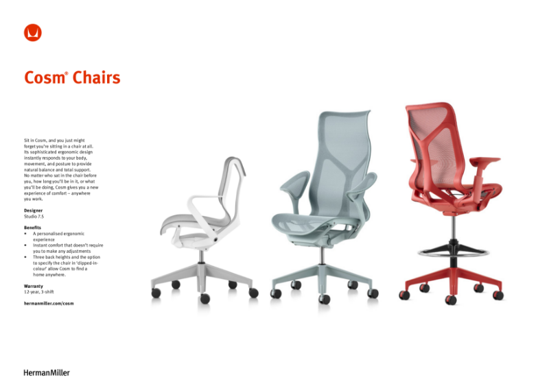 Cosm Chair Product Sheet