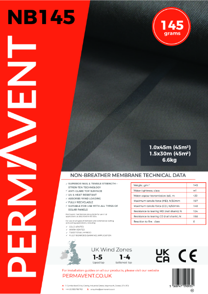 NB 145 impermeable (high resistance) roofing underlay