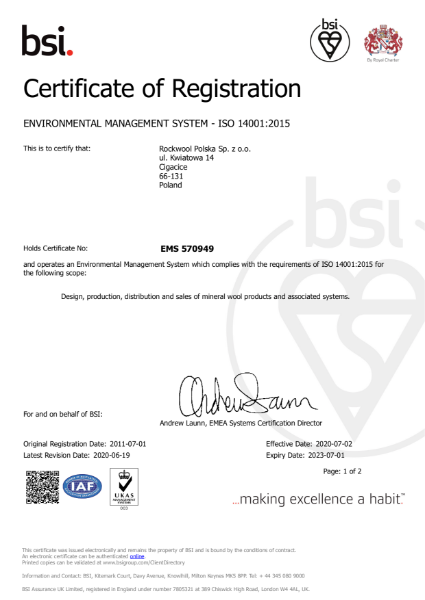 ISO 14001:2015 Certificate