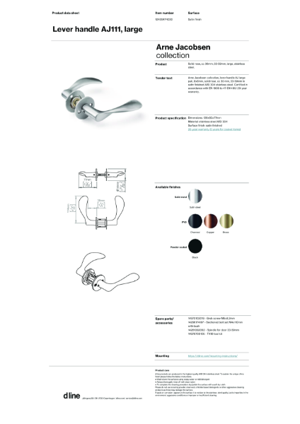 Lever handle AJ111, large (data sheet)