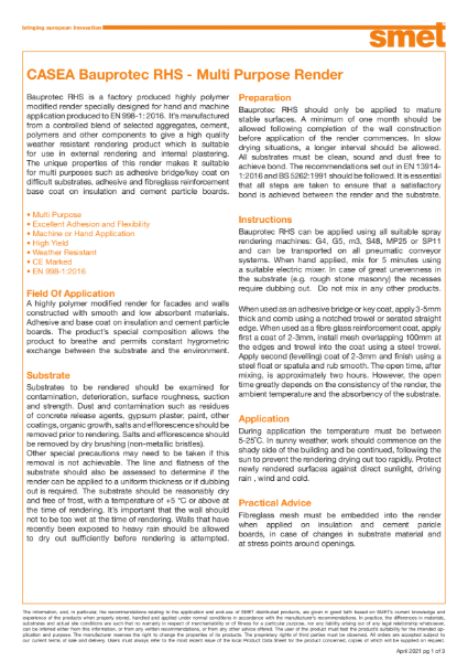 TDS CASEA bauprotec RHS - Multi Purpose Render