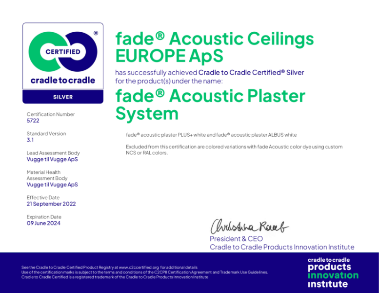 Cradle to Cradle - Fade Acoustic Plaster