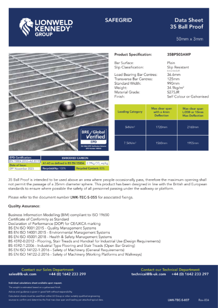 Safegrid 35BP 50x3 Plain