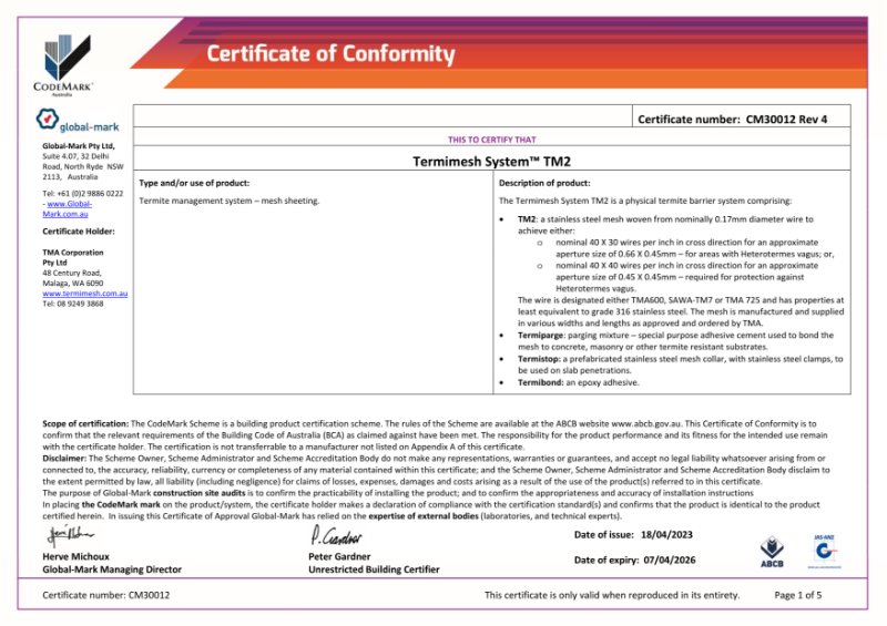 CodeMark - Certificate of Conformity