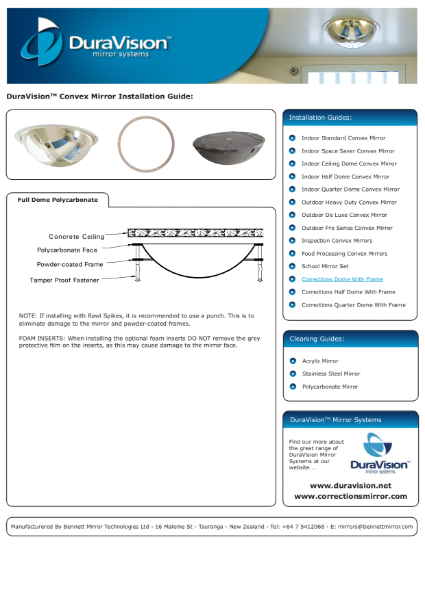 Ligature Resistant Observation Mirror - Full Dome Installation Guide