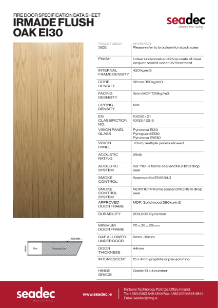 Oak flush door datasheet