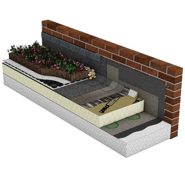 Reinforced Bituminous Membrane (Felt) System for Roof Gardens - IKO Roofgarden Torch-On - Built-up Flat Roofing System