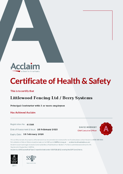 Certificate of Health and Safety Accreditation