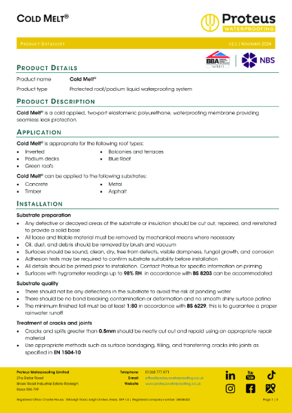 Product Data Sheet - Proteus Cold Melt®