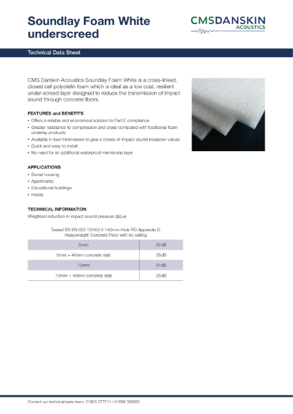 Soundlay Foam White underscreed - Technical Data Sheet