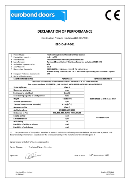 Declaration of Performance EBD-DoP-F-001