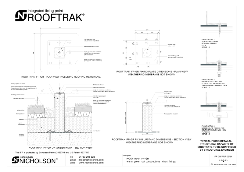 ROOFTRAK IFP-GR Direct Fix Tech Data Sheet