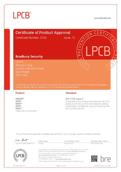 M2MFL, M2M3, M2M3FL, M2M4, M2M4FL LPCB Certificate Of Product Approval 