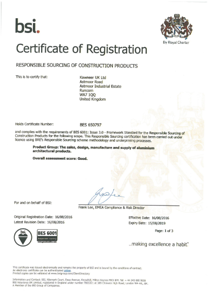 BES 6001 Certificate