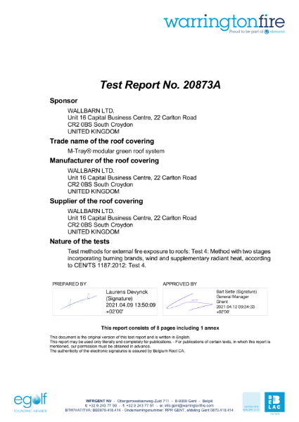 M-Tray B ROOF t4 Test Report