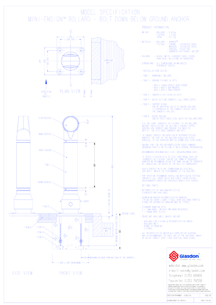 Mini Ensign Bollard™ - Durapol® Model - Bolt-Down Below-Ground Anchor