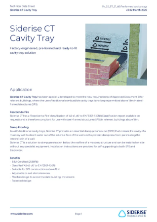 Siderise CT Cavity Tray – Technical Data