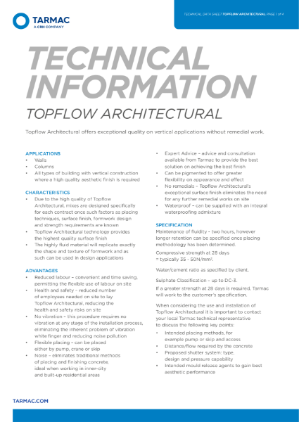 Topflow architectural self compacting concrete