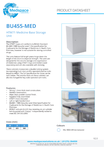 BU455-MED - HTM71 Medicine Base Storage
Unit