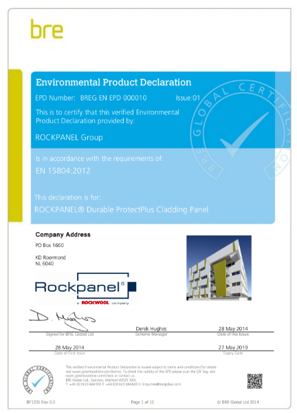 EPD EN 15804:2012 Certificate