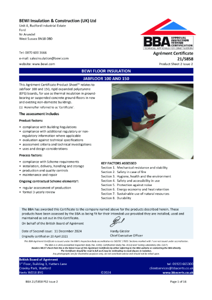 BBA Agrément Certificate