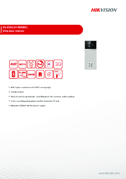 DS-KV6114-MWBE1 IP Intercom (Villa) - Product Data Sheet