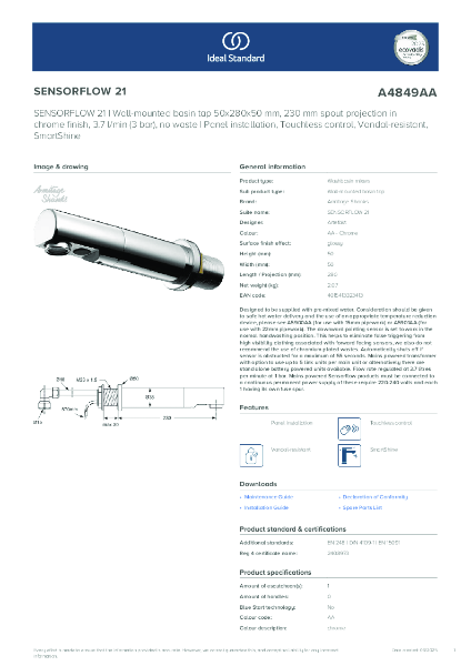 Datasheet - A4849AA SENSORFLOW 21