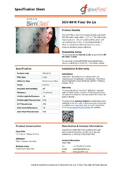 SGV-6614 Fleur de Lis Simulated Window Film