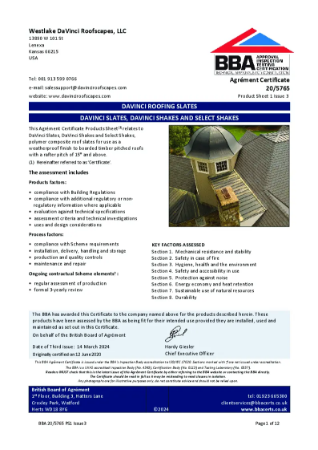 BBA Agrément Certificate