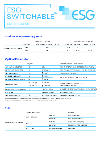 Super Clear Tech Sheet