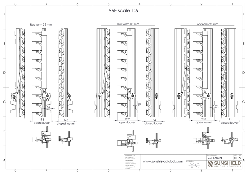 Technical Drawing Aluminium Louvre 96-E